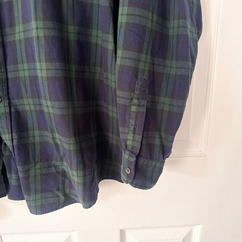 J Crew Vintage Oarman Blue Green Cotton Flannel Plaid Button Down Shirt XL Men - Picture 5 of 8